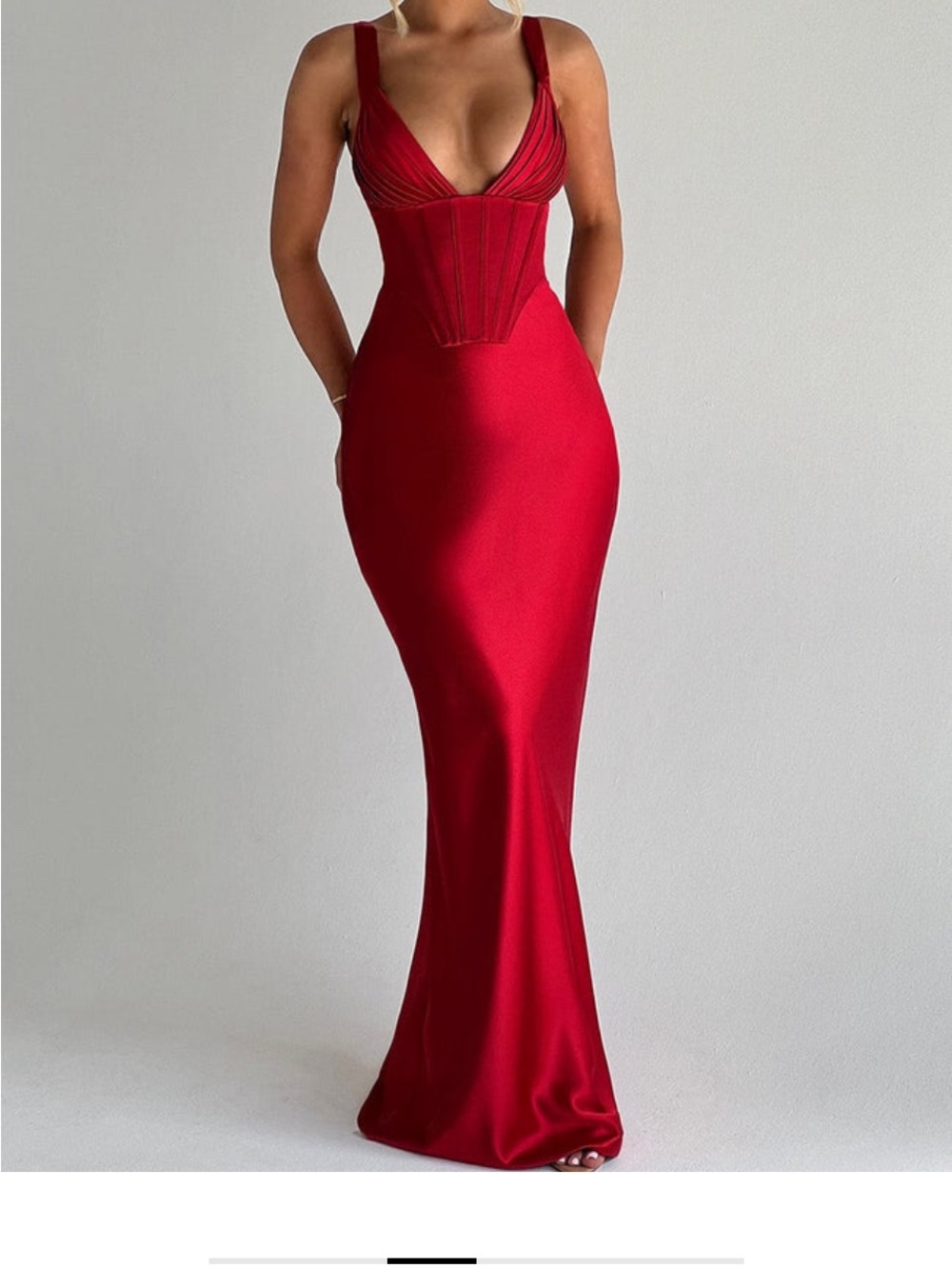 Sculpted Red Corset Maxi Dress - Women Dresses Maxi